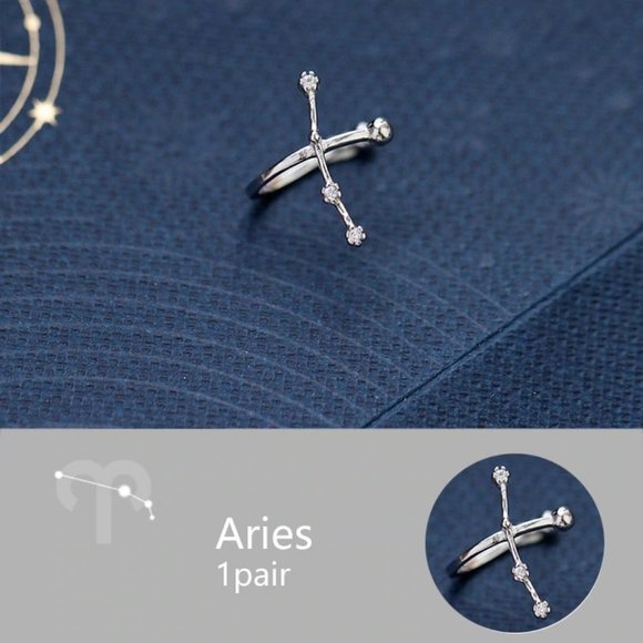 Jewelry - *925 Sterling Silver Zodiac Earrings Cuff -Aries